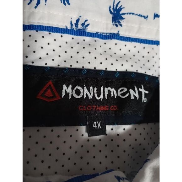 Monument Clothing Co. Shirt Men's‎ 4X White and Blue Palm Tree Button Up - Picture 6 of 8